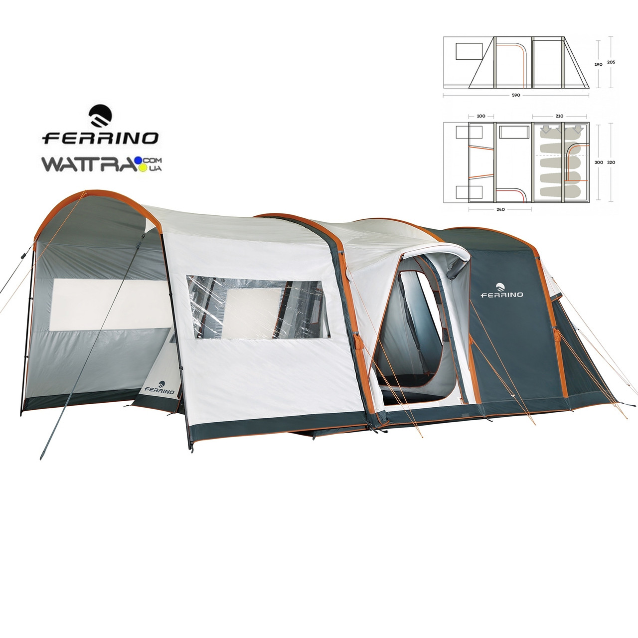 Палатка Ferrino Altair 5 White пятиместная - надувные арки