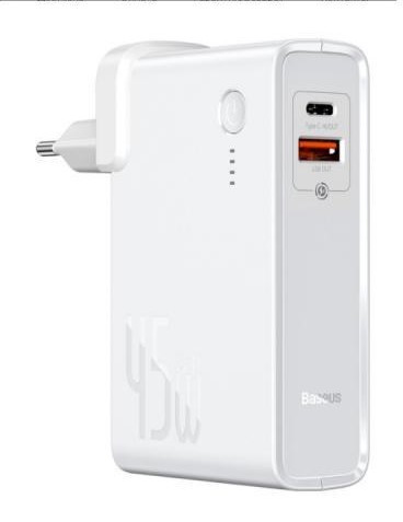 

Зарядний пристрій Baseus Power Station（GaN）2 in1 Q.C. Power bank & Charger C+U 10000mAh 45W, Белый