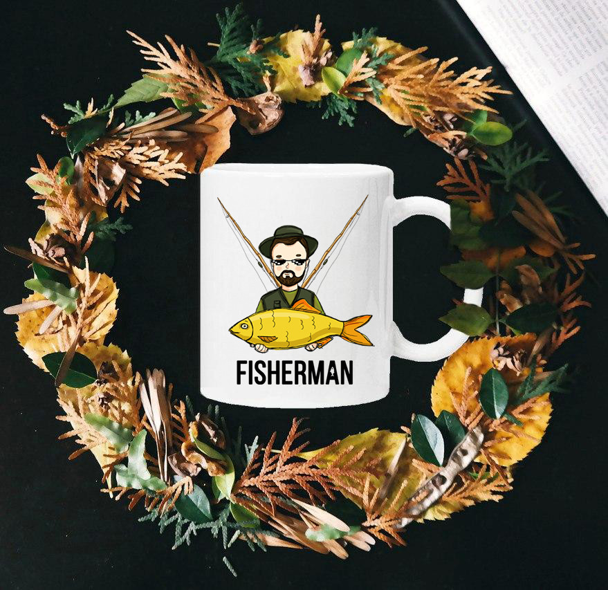 

Чашка с принтом - Fisherman, Белый