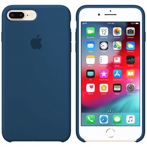 

Silicone case for iPhone 7/8Plus (20) blue cobalt, Черный