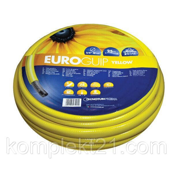 Поливочный шланг TecnoTubi Yellow Euro Guip 1/2" Шланг для полива 12 мм 50 м