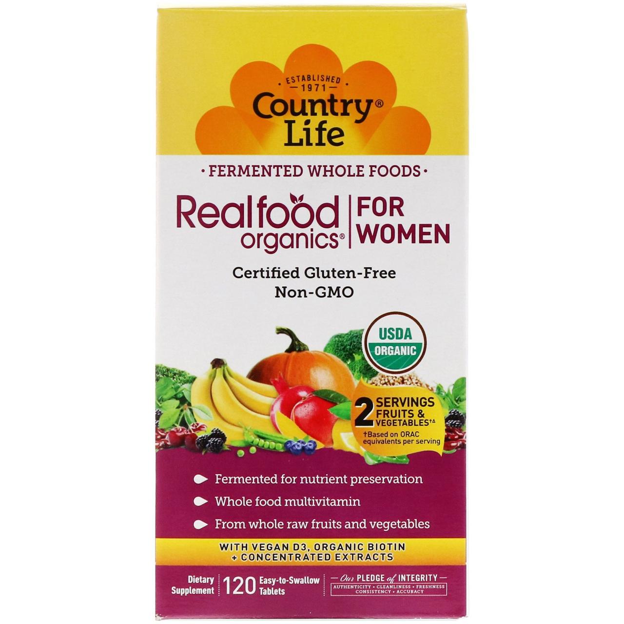 

Country Life, Realfood Organics, For Women, 120 Easy to Swallow Tablets
