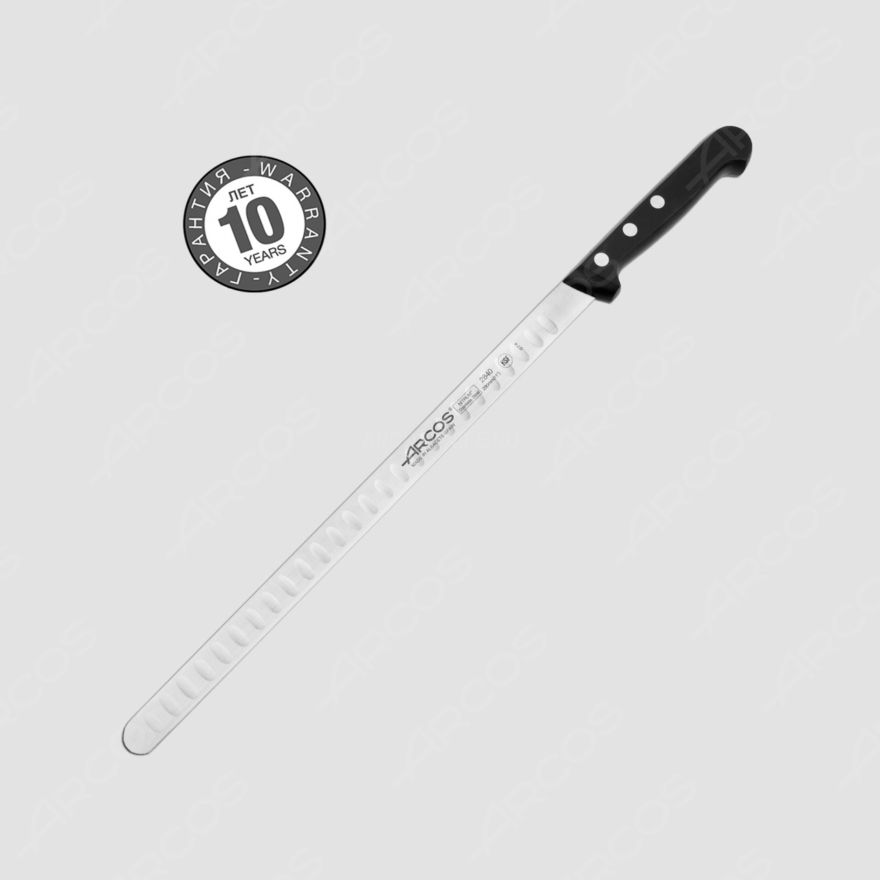

Нож кухонный для нарезки рыбы 29 см. Universal, Arcos с черной пластиковой ручкой (284004)