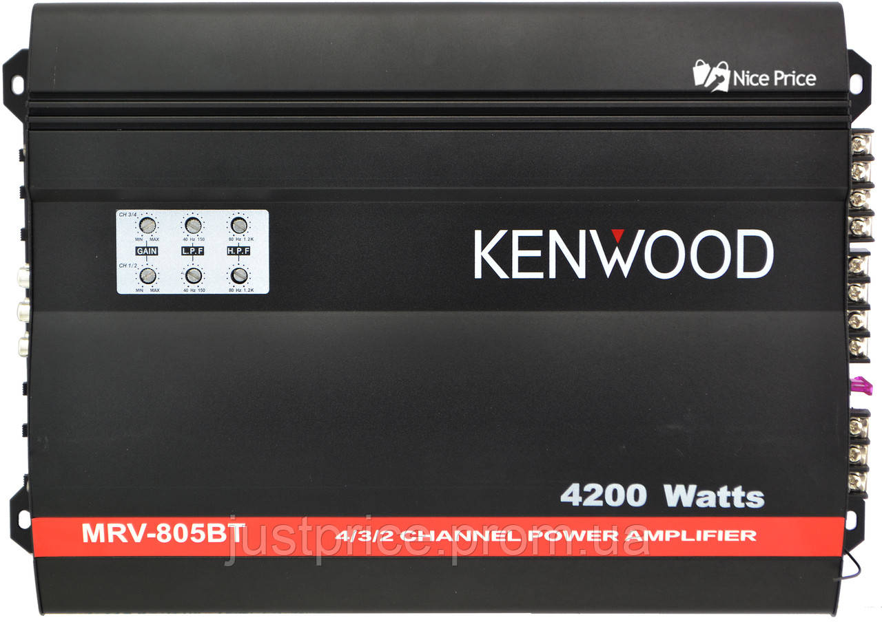 

Автомобильный 4-канальный усилитель звука Kenwood MRV805BT 4200W Black (2644)