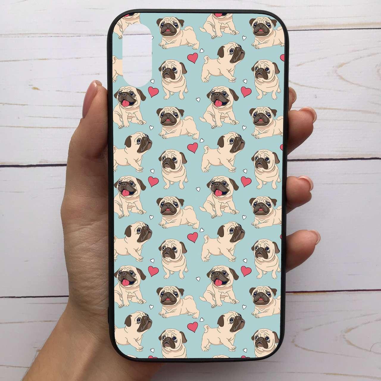 

Чехол Mood для iPhone X/Xs с рисунком Мопсы на бирюзовом фоне SKL68-285970, Разные цвета