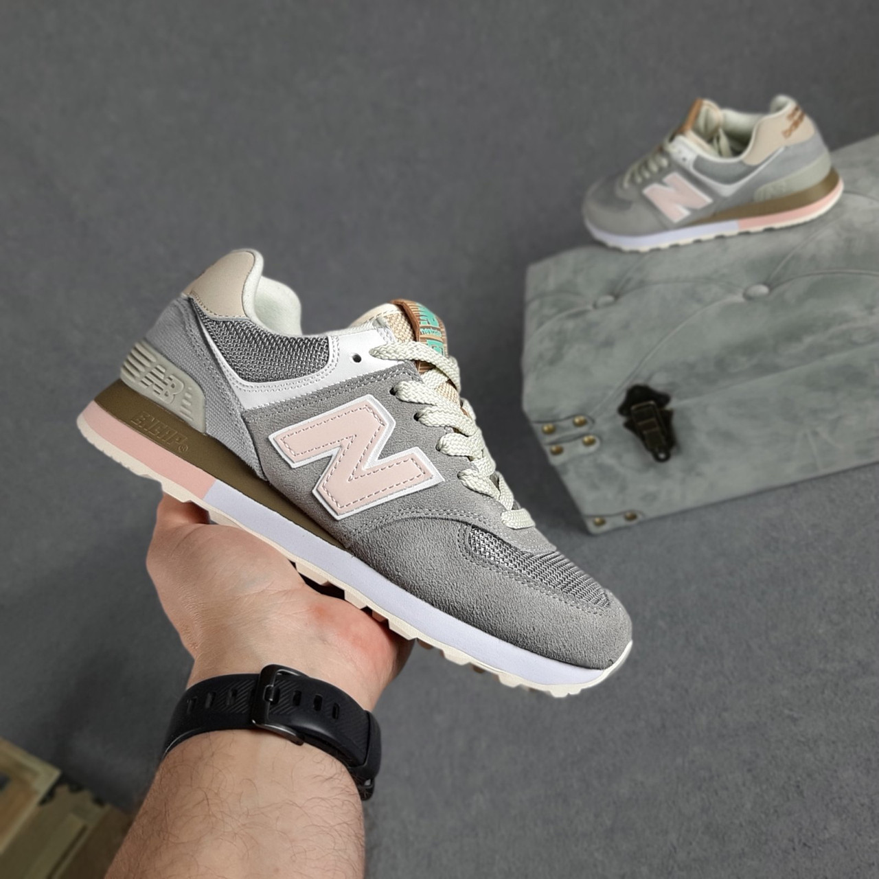 

Кроссовки женские New Balance 574 серые, Нью Баланс 574, натуральная замша, прошиты. Код OD-20328 38, Серый