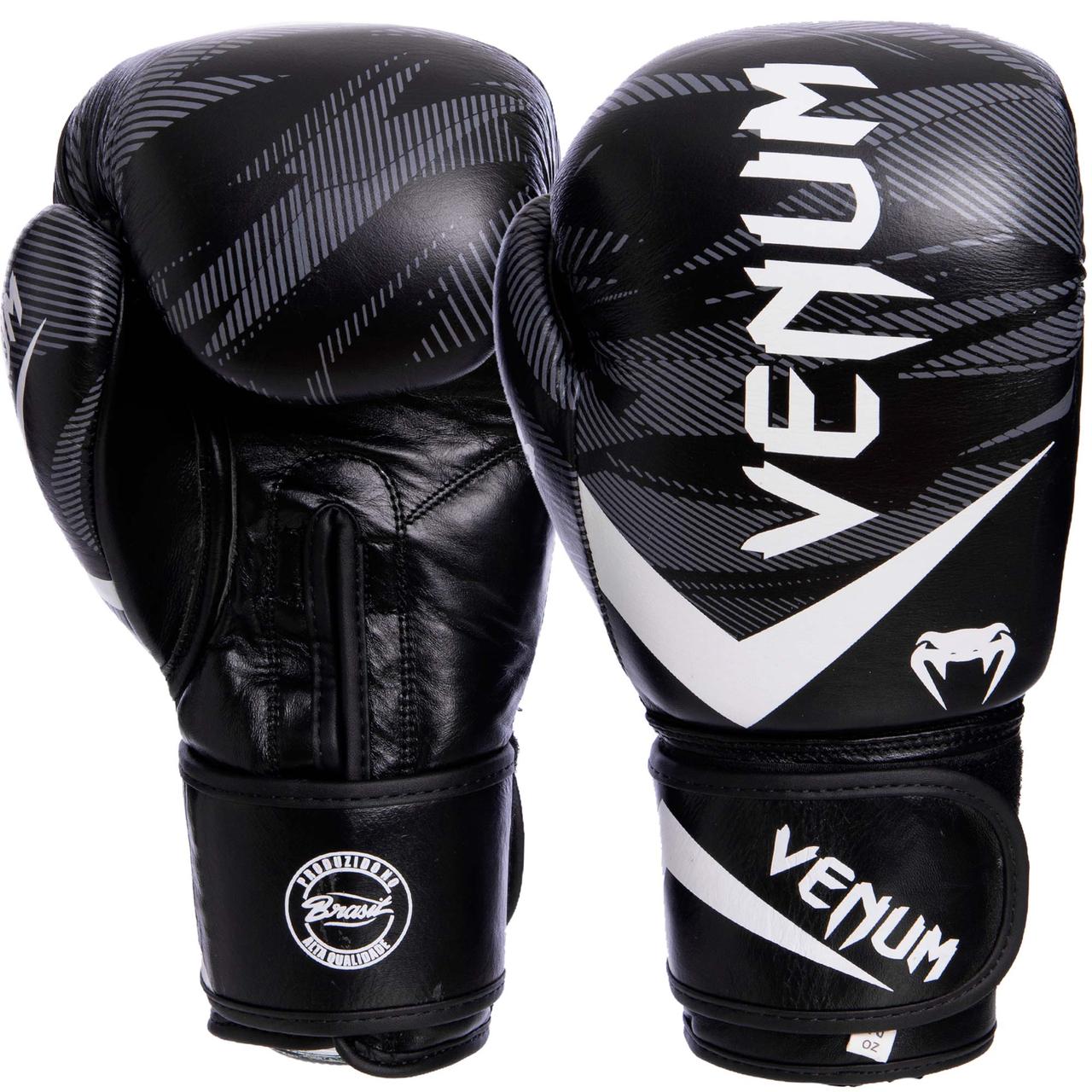 

Перчатки для бокса и единоборств кожаные Venum IMPACT Champ VL-2038 Black-Grey-White