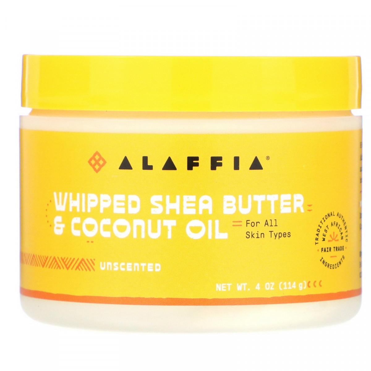 

Взбитое масло ши и кокосовое масло, без запаха, Whipped Shea Butter & Coconut Oil, Unscented, Alaffia, 114 г