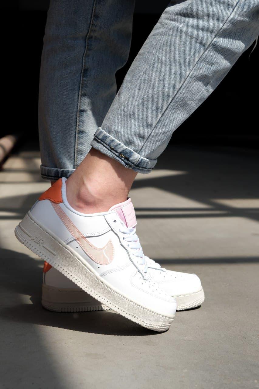 

Женские кроссовки Nike Air Force 1 Low Digital Pink Adds Beige Soles White / Найк Аир Форс Белый 39