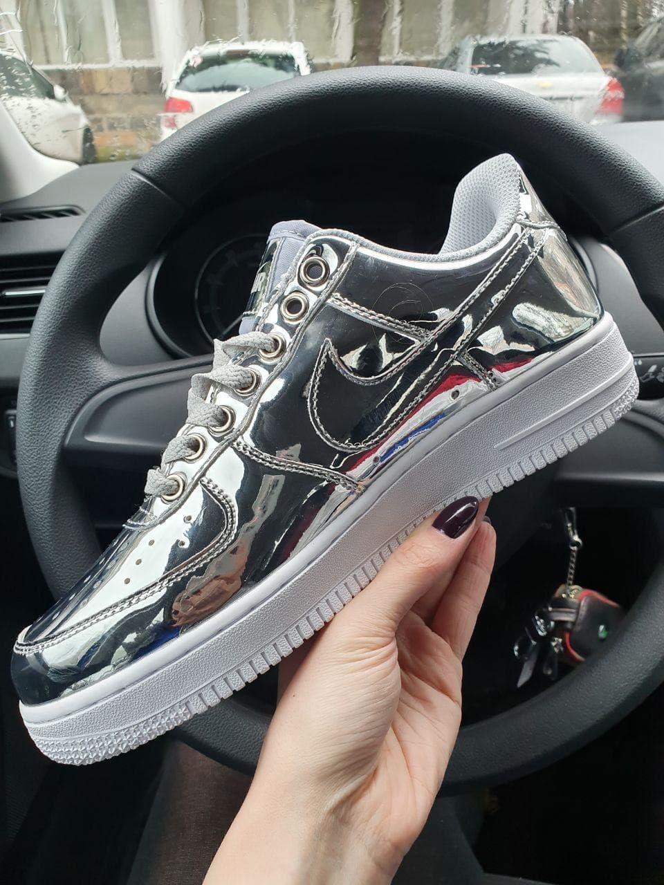 

Женские кроссовки Nike Air Force 1 SP Liquid Metal Silver / Найк Аир Форс 1 Серебристый 37