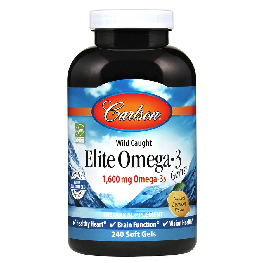 

Омега-3, вкус лимона, Elite Omega-3, Carlson Labs, 1600 мг, 240 капсул