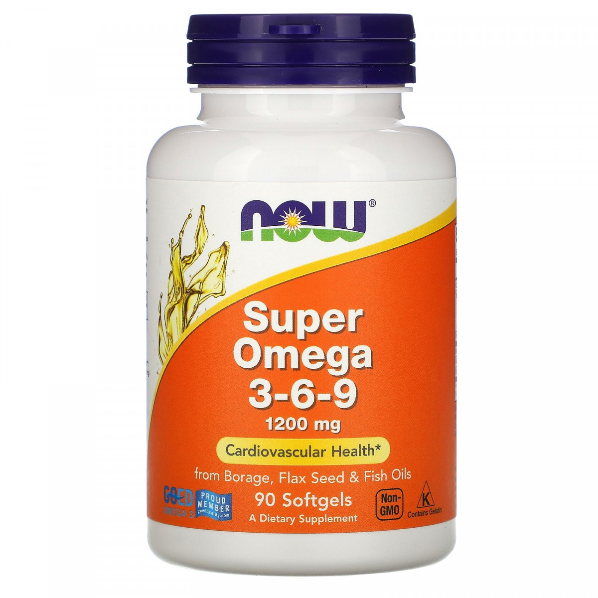 

Супер Омега 3 6 9, Super Omega 3-6-9, Now Foods, 1200 мг, 90 капсул