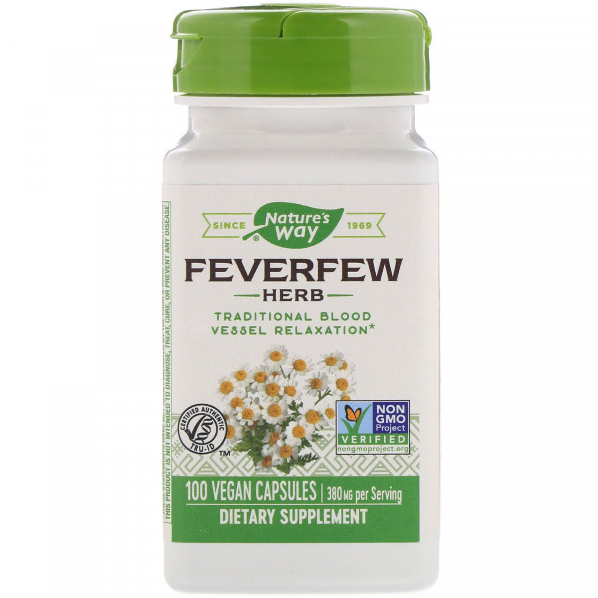 

Пиретрум девичий, Feverfew Leaves, Nature's Way, 380 мг, 100 вегетарианских капсул