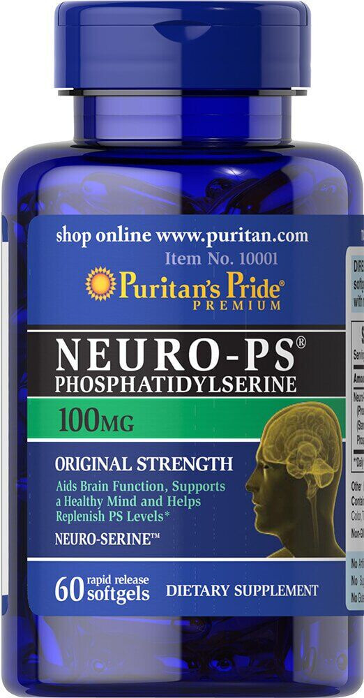 

Нейро-PS (фосфатидилсерин), Neuro-PS (Phosphatidylserine), Puritan's Pride, 100 мг, 60 капсул