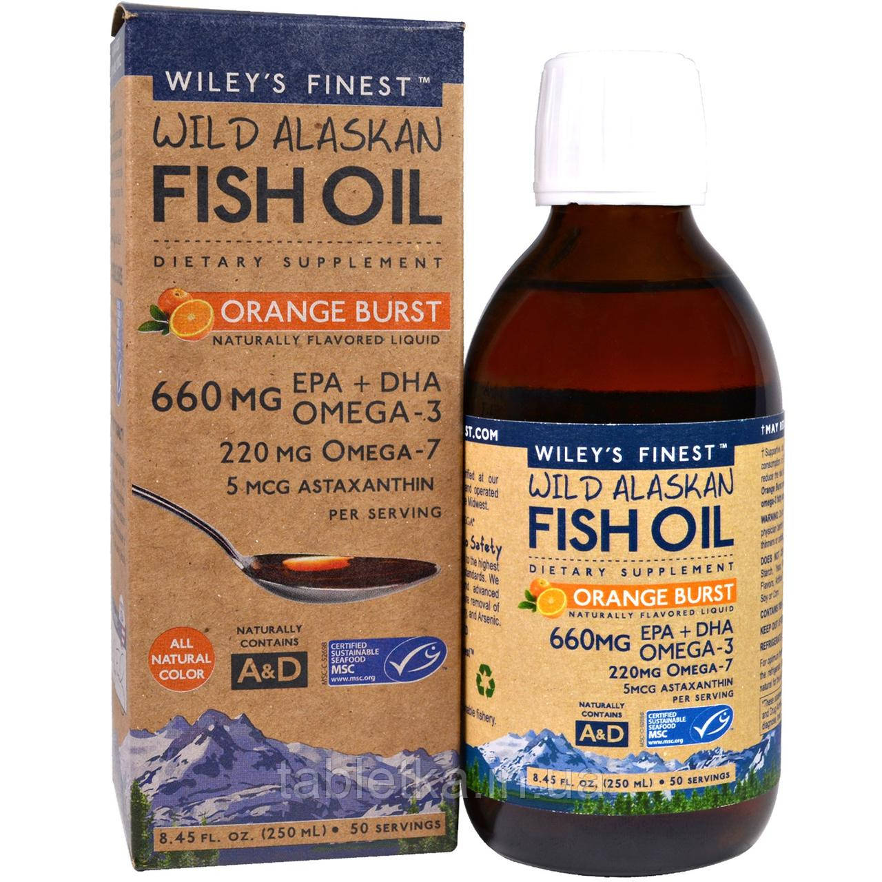 

Wiley's Finest, Wild Alaskan Fish Oil, Orange Burst, 660 mg , 8.4 fl oz. (250 ml)