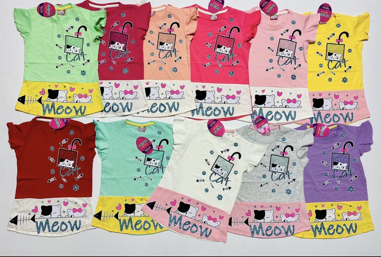 Детская футболка для девочки Meow р. 5-8 лет