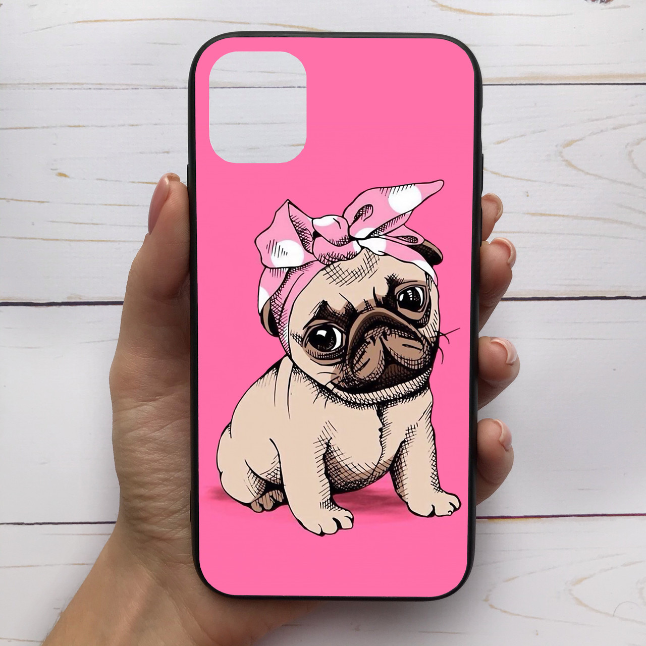 

Чехол Mood для iPhone 11 Pro Max с рисунком Мопс с бантиком SKL68-286897, Разные цвета