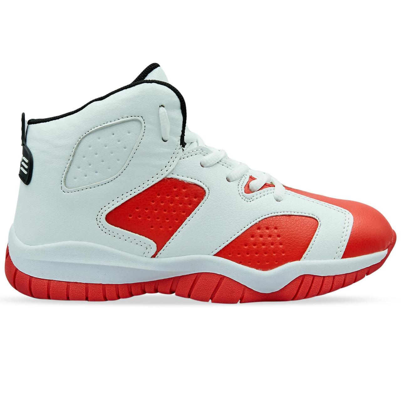 

Кроссовки баскетбольные детские Jordan 802-1 размер 31-35 WHITE/RED (PU, белый-красный)