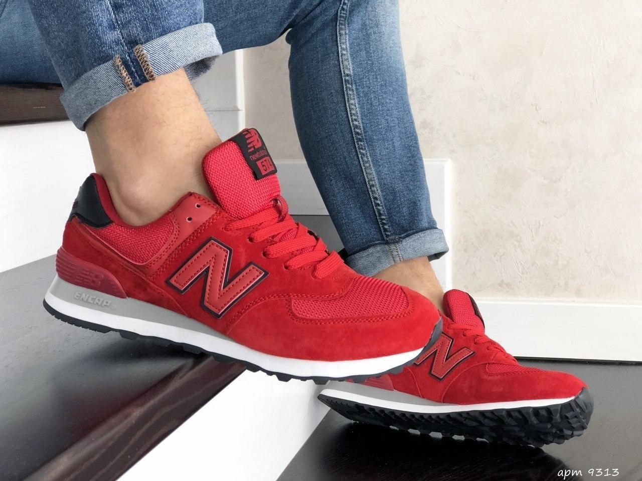 

New Balance 574 Кроссовки мужские красные Нью Баланс 574 (Нью Беленс 574 замшевые красные), Бордовый