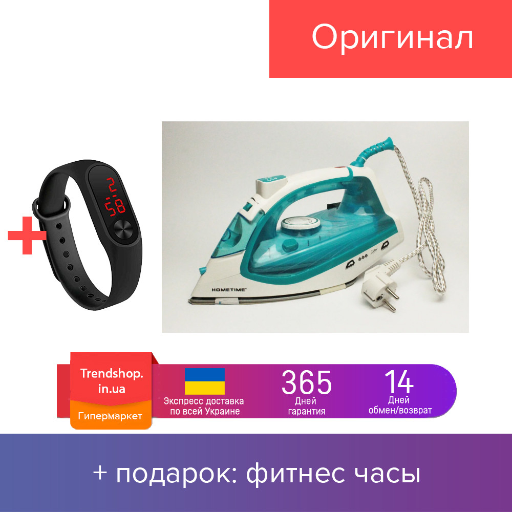 

2200W Утюг керамический антипригарный HT-2069 Hometime электрический утюг паровой тефлоновый самоочищающийся