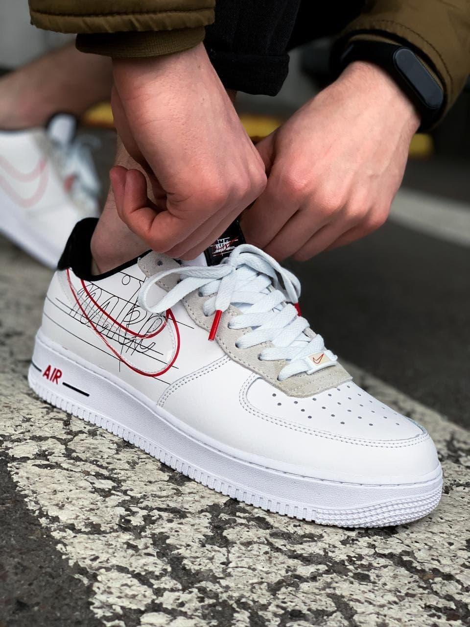 

Мужские кроссовки Nike Air Force 1 Low Script Swoosh White / Найк Аир Форс Белый 44