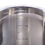 Питчер молочник Kamille джаг на 1.5л с ручкой из нержавеющей стали для индукции и газа KM-5843, фото 5