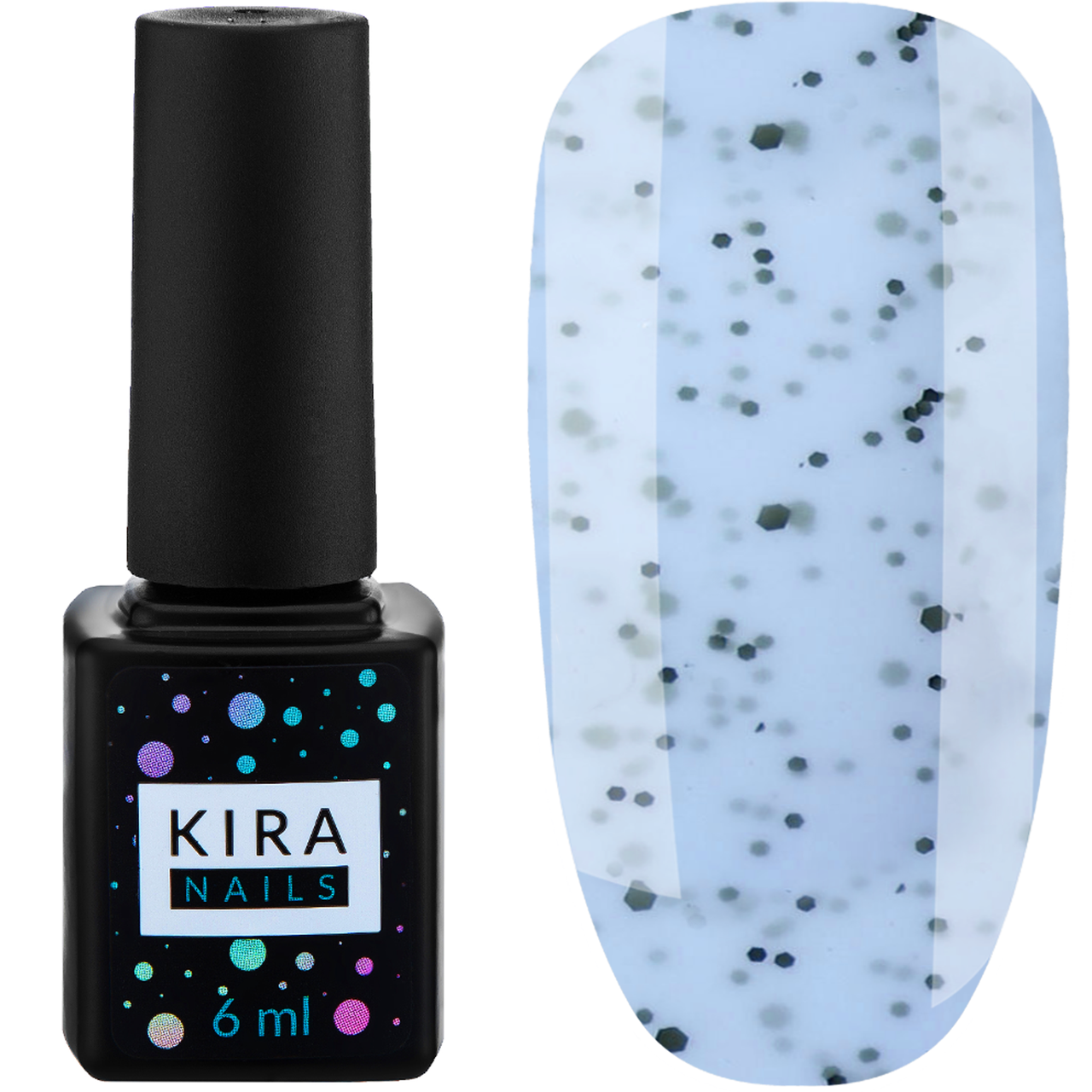 

Гель лак Kira Nails Чиа Пудинг с крошкой №008, 6 мл голубика