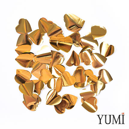 Конфетти сердечки золото металлик, 23 мм (50 г), фото 2