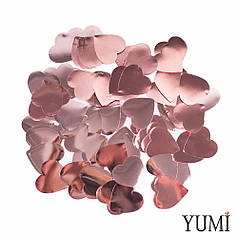 Конфетти сердечки розовое золото металлик, 23 мм (50 г)