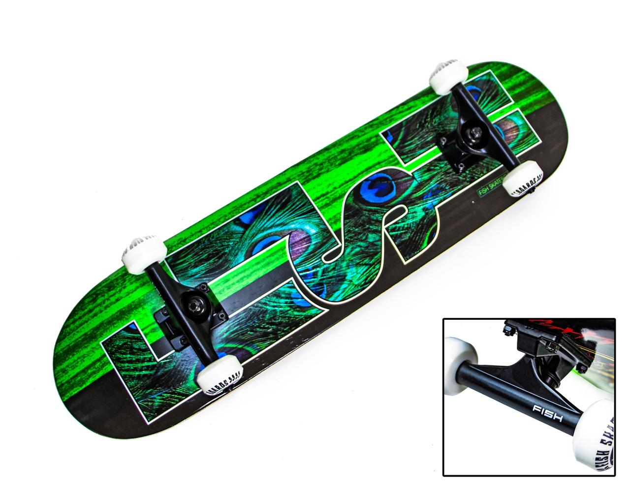 

Скейтборд деревянный от Fish Skateboard Green Peafowl, Разноцветный