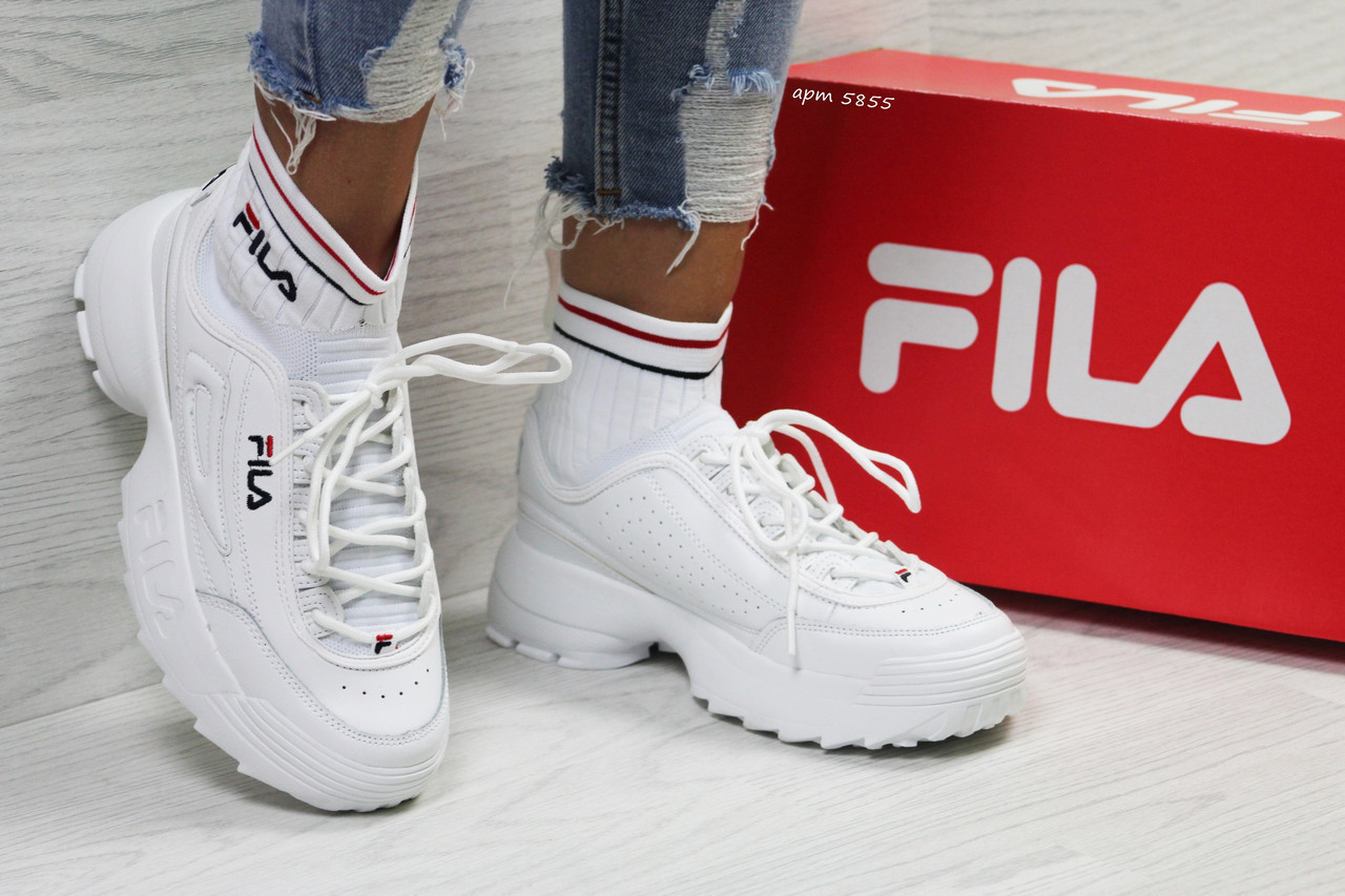 

Женские кроссовки FILA Фила с носком белые 40, Белый