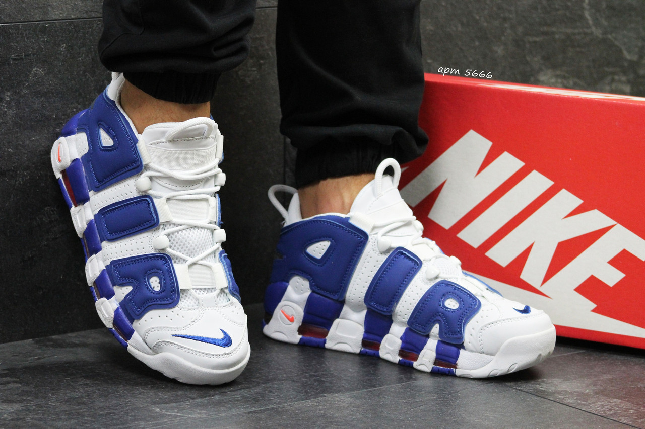 

Мужские кроссовки Nike Найк Air More Uptempo 96 код товара Д - 5666. Белые с синим 44, Белый