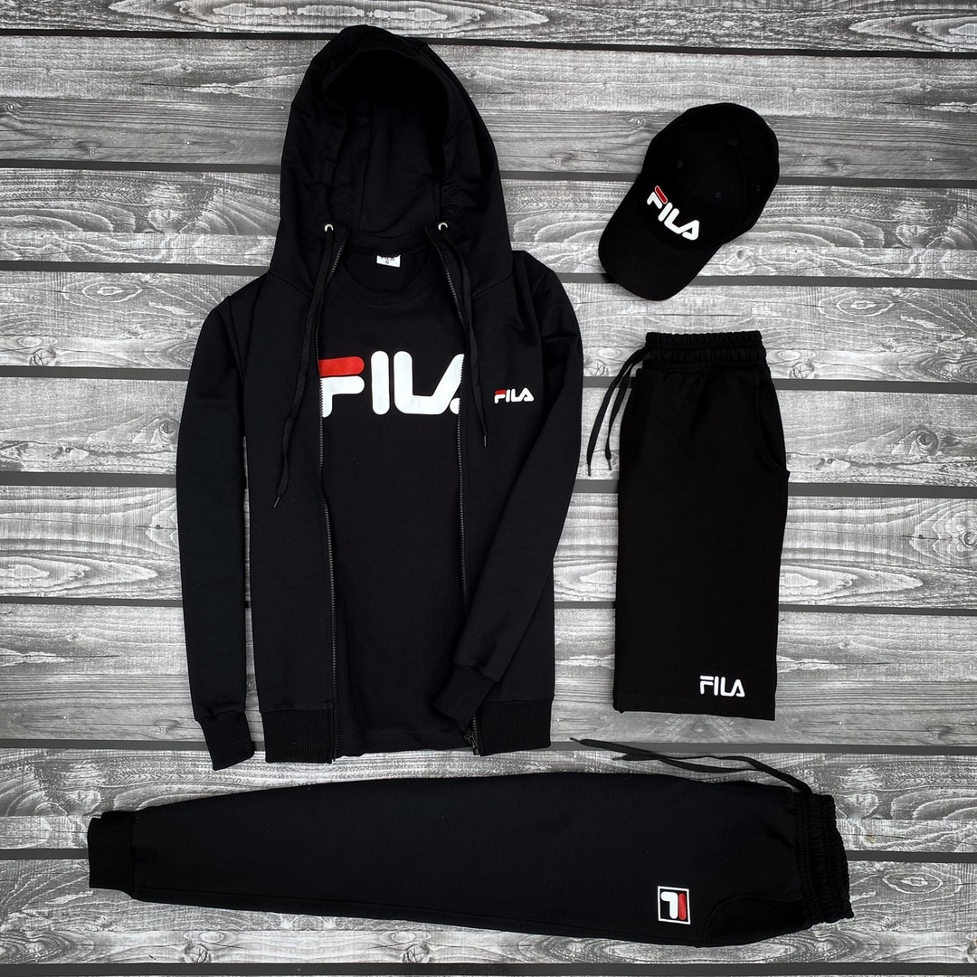 

Fila-мужской летний спортивный костюм!Комплектом дешевле!.Мужской осенний спортивный костюм 50, Черный