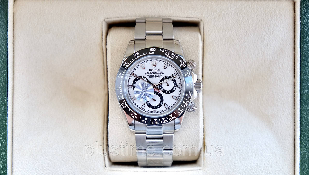 

Наручные часы Rolex Daytona Silver White AAA мужские механические с автоподзаводом на стальном браслете