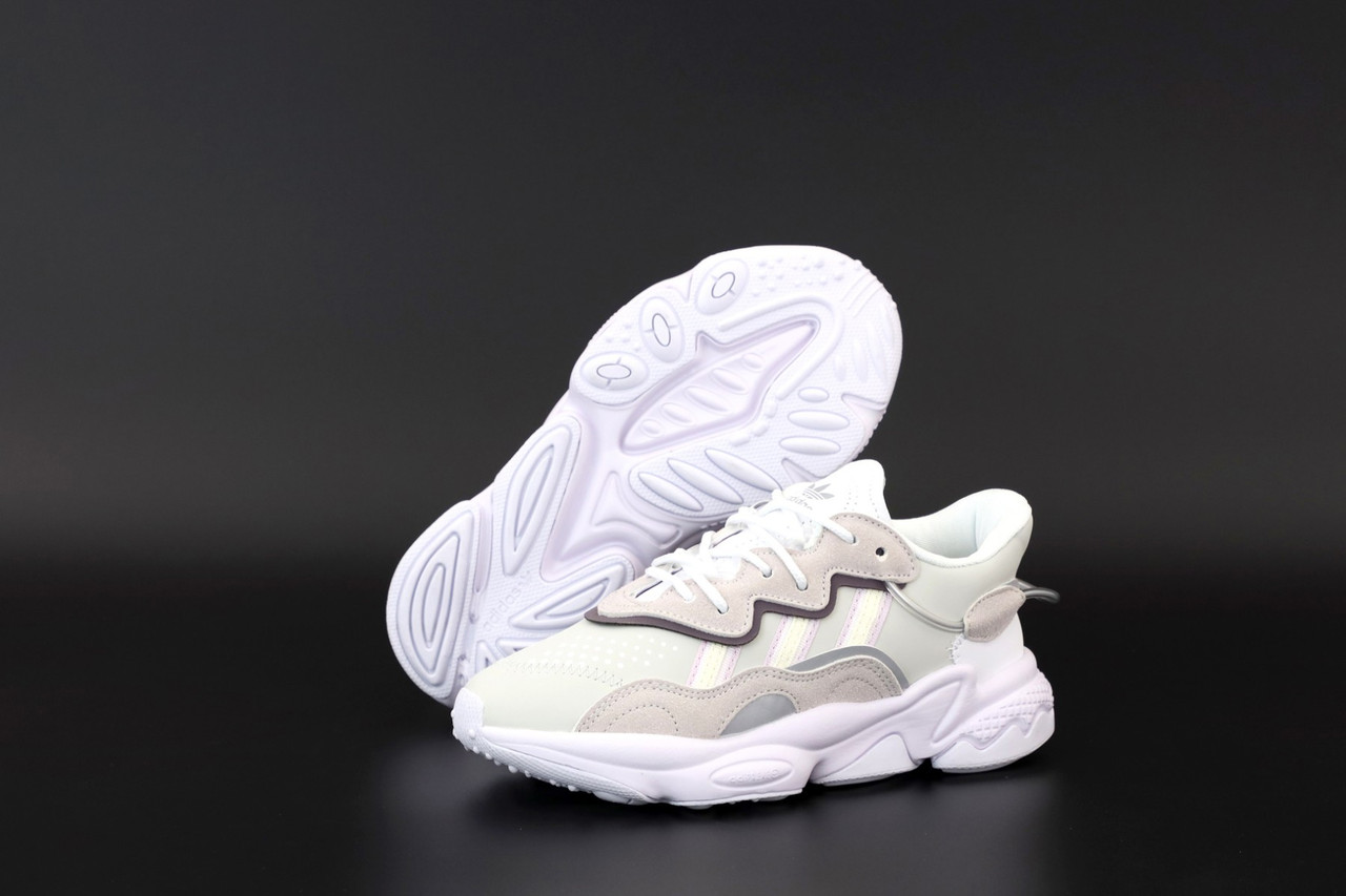 

Женские кроссовки Adidas Ozweego White Pink (Повседневные кроссовки Адидас Озвиго белые с розовым), Розовый