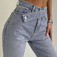 Жіночі джинси розкльошені з оригінальним поясом (р. S, M) 77SH584, фото 1