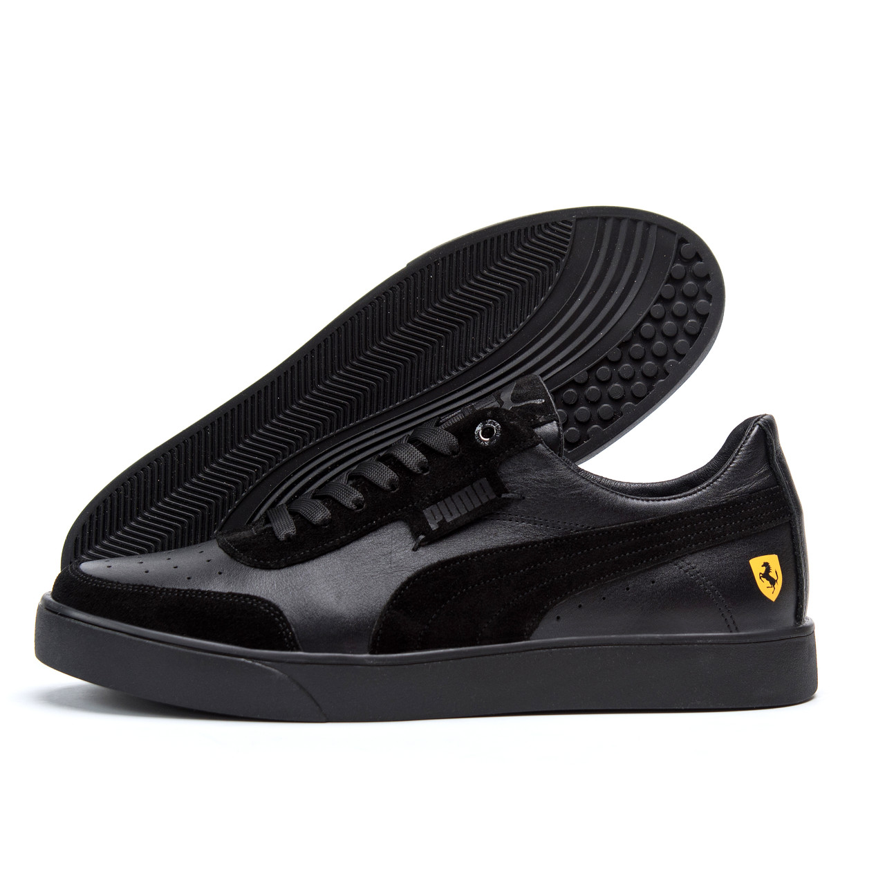 

Мужские кожаные кроссовки Puma Ferrari Black (реплика), Черный