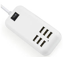 Зарядний пристрій для телефону 6 USB порту , потужність 3 ампера