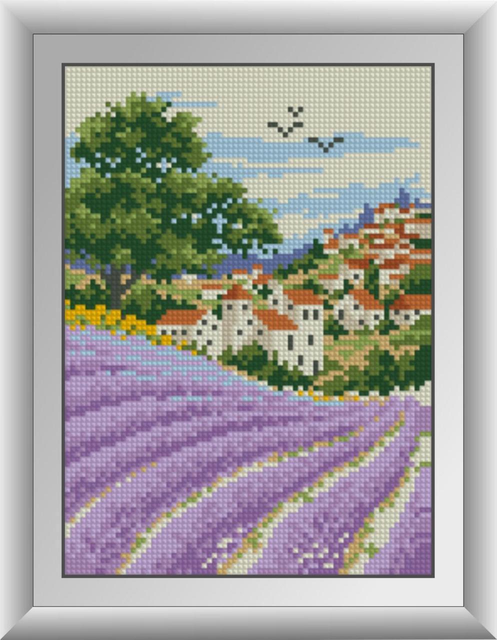 Алмазная мозаика Лавандовое поле Dream Art 30040 18x25см 15 цветов, квадр.стразы, полная зашивка. Набор