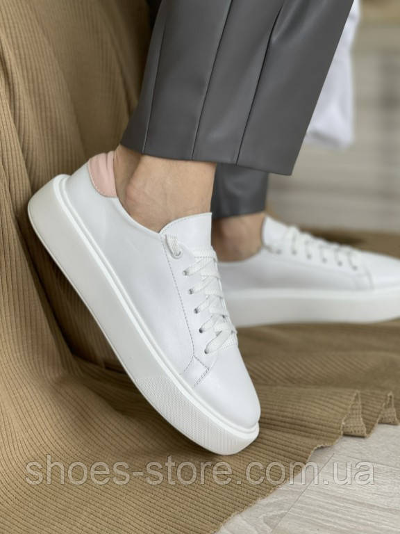 

Женские кеды кожаные весна/осень белые Larsena 21 Style
