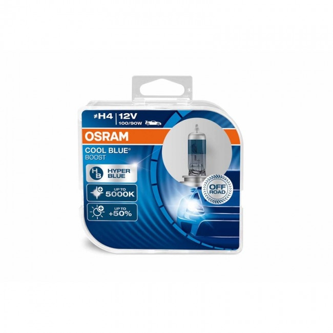 

Автомобильные лампы OSRAM H4 100/90W 12V P43T +50% ближний / дальний свет Cool Blue Boost PLUS