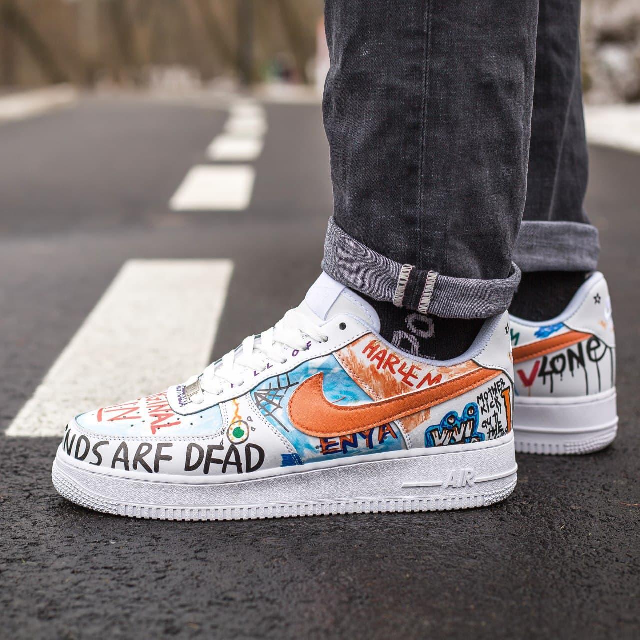 

Мужские кроссовки Nike Air Force Graffiti Harlem White / Найк Аир Форс Граффити Белые 45, Белый