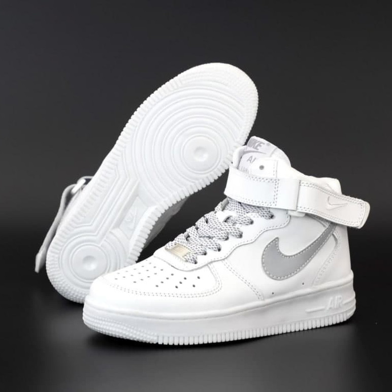 

Мужские кроссовки в стиле Nike Air Force 1 Mid, кожа, белый, рефлектив, Вьетнам (КД-4