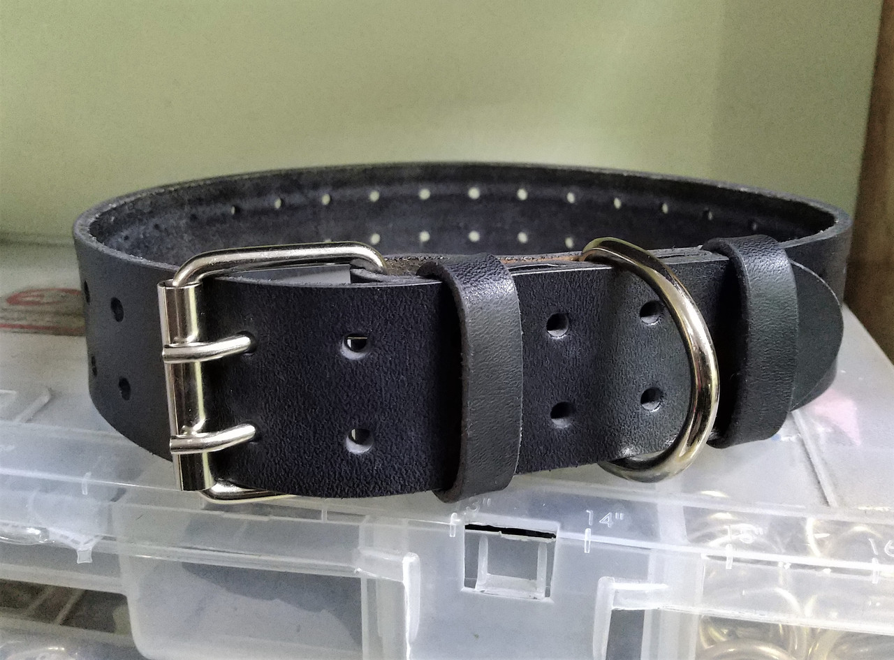 

Крепкий надежный ошейник из натуральной кожи (ld086) Lockdog L (45-55 см) Черный
