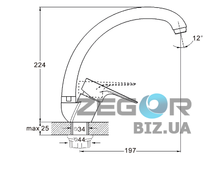 

Смеситель для кухни ZEGOR (TROYA) PUD4-A045KH