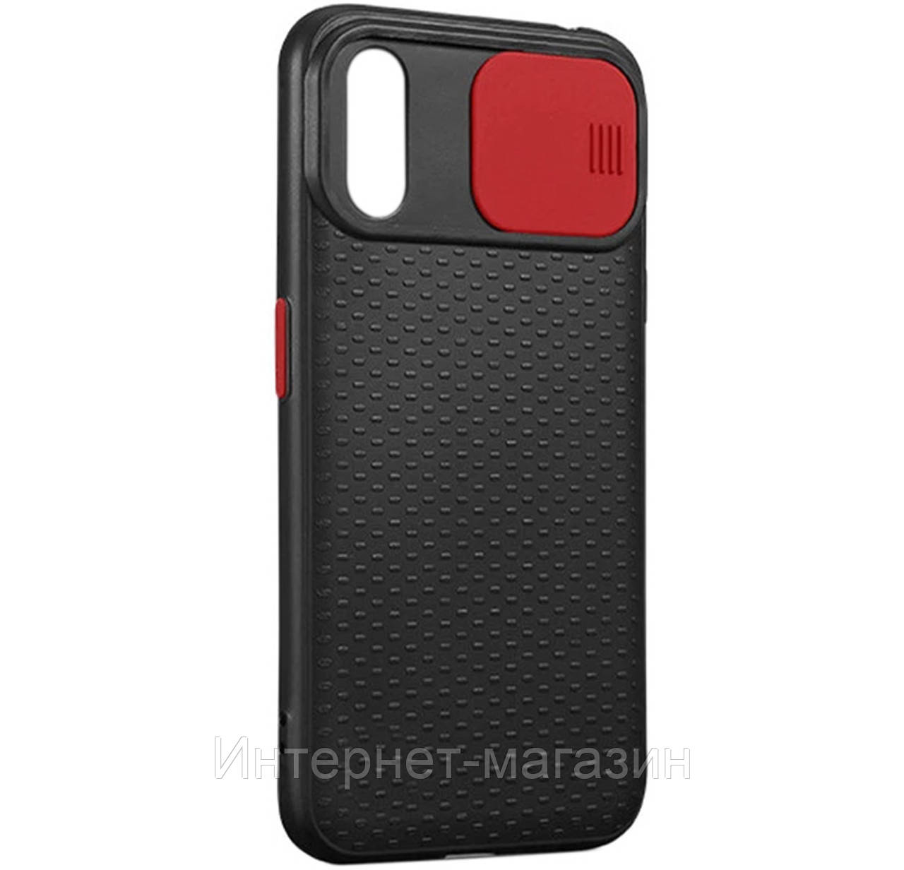 

Чехол-накладка TPU Camshield Black со шторкой защищающей камеру для IPhone Xr Черный / Красный