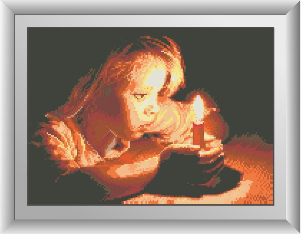 Алмазная мозаика Девочка со свечой Dream Art 30233 31x43см 18 цветов, квадр.стразы, полная зашивка. Набор