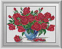 Алмазная мозаика Ваза с розами Dream Art 30239 45x60см 20 цветов, квадр.стразы, полная зашивка. Набор алмазной, фото 1