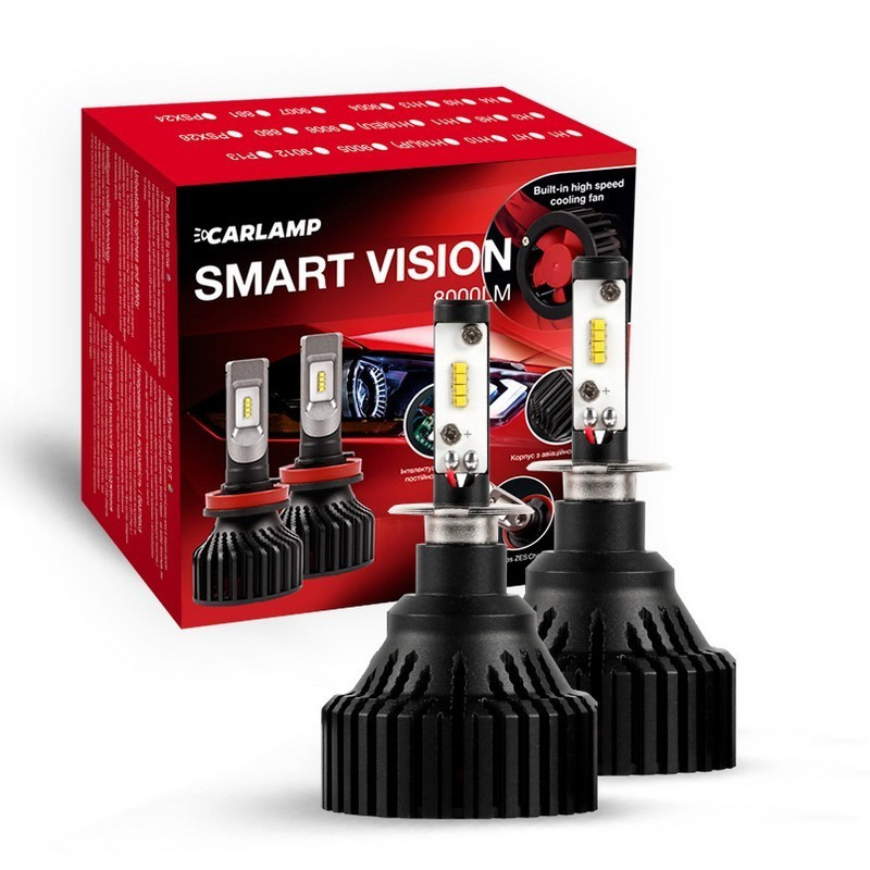 

Светодиодные автолампы H3 CARLAMP LED Smart Vision Led для авто 6500 K 8000 Lm (SM3)