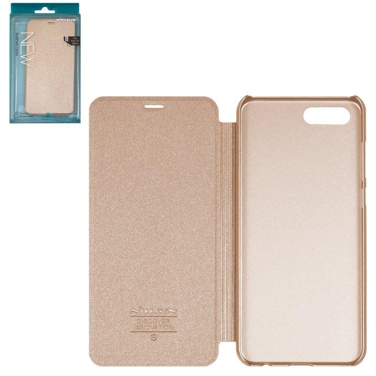 

Чехол Nillkin Sparkle laser case для Huawei Honor View 10 (V10), золотистый, книжка, пластик, PU кожа